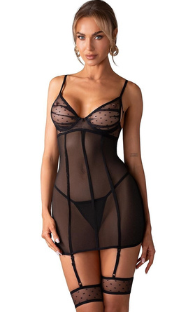 NUITES CHEMISE Koszulka z tiulu+ stringi S-3XL 