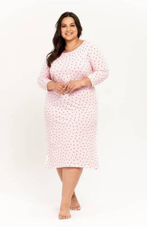 ANGIE 3260 Koszula maxi 3/4 z bawełny 4XL-6XL