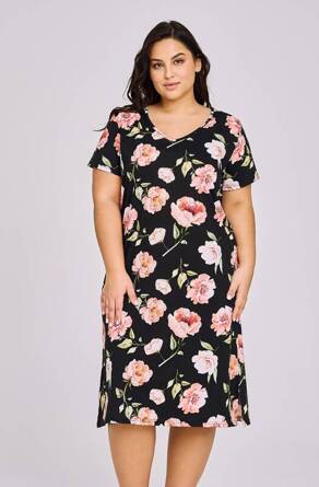 PEONY 3160 Koszula damska MAXI kr/r z bawełny 2XL-3XL