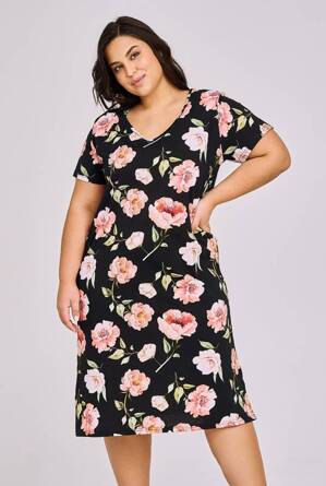 PEONY 3160 Koszula damska MAXI kr/r z bawełny 2XL-3XL